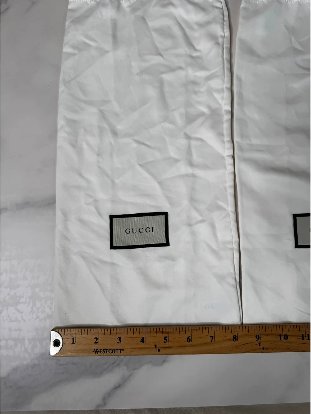 Gucci White Drawstring Shoe Dust Bags Set of 2 Satin 17x8 New
